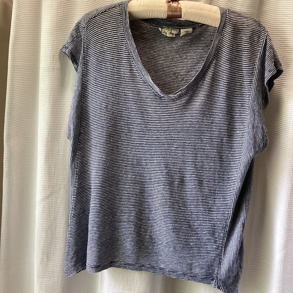 Boxy 100% Linen Striped Top * Medium - Picture 1 of 4